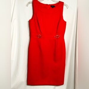 WOMENS 12 TAHARI TEXTURED ORANGE SPLIT BACK HEM LINED ZIP BACK SLEEVELESS DRESS